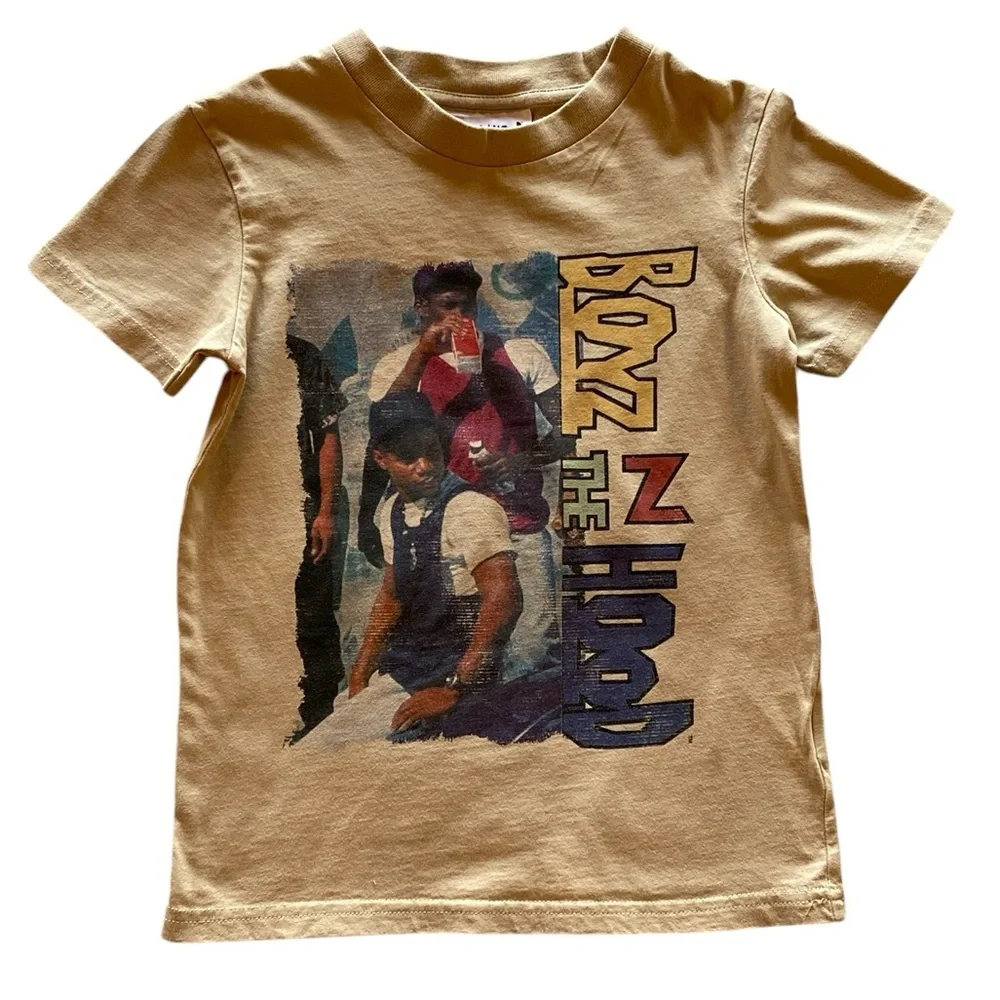 Cotton-On Boys The Hood Graphic Tan T-Shirt Size 6 Great Condition!